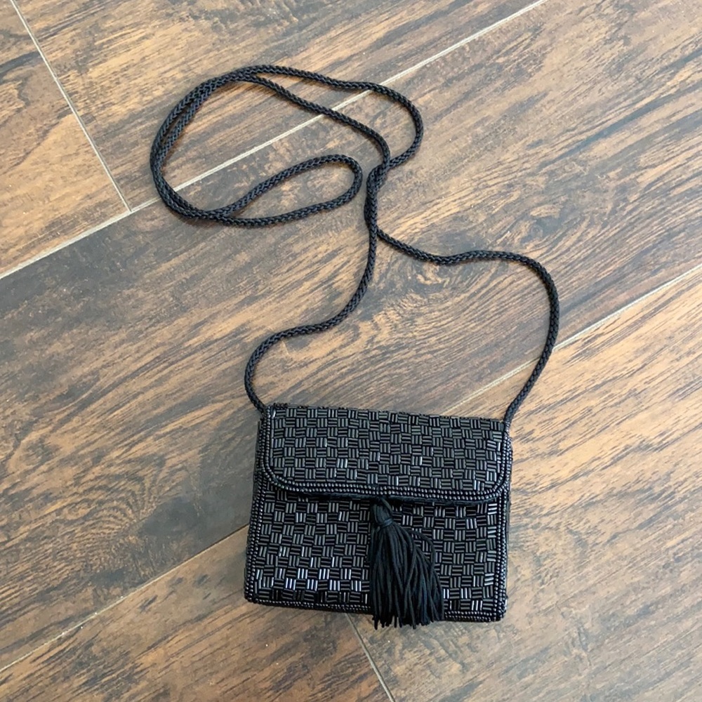 Black beaded “handmade” Alfred Sung purse.